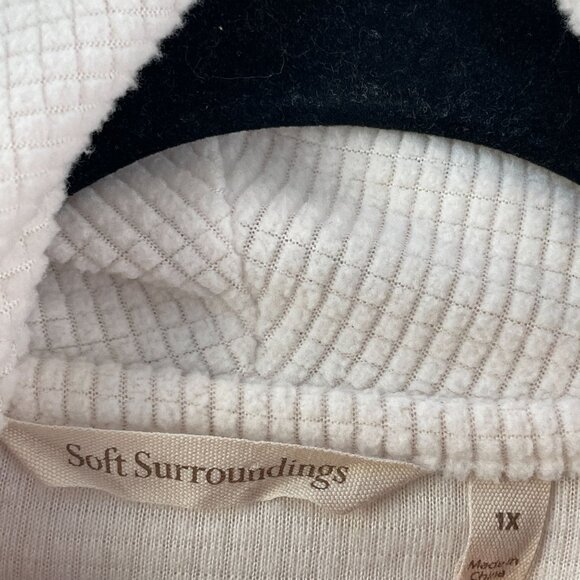 Soft Surroundings Womens Plus 1X Cowl Neck Sweater Top Waffle Knit Shirt Cream - Picture 4 of 10